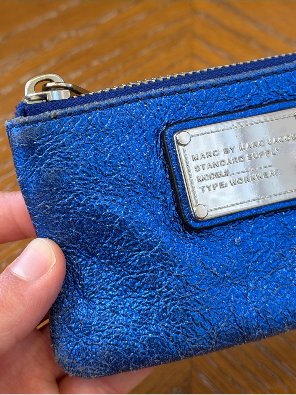 Marc by Marc Jacobs Electric Blue Metallic Coin Purse Pouch Wallet - Picture 3 of 16